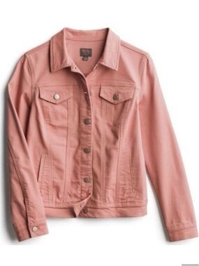 Market & Spruce Camila Denim Jacket 1X Pink Stretch Boyfriend Fit